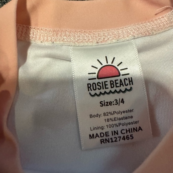 322. Butterfly Pink & Cream Swim Top size 3/4 - Picture 3 of 3